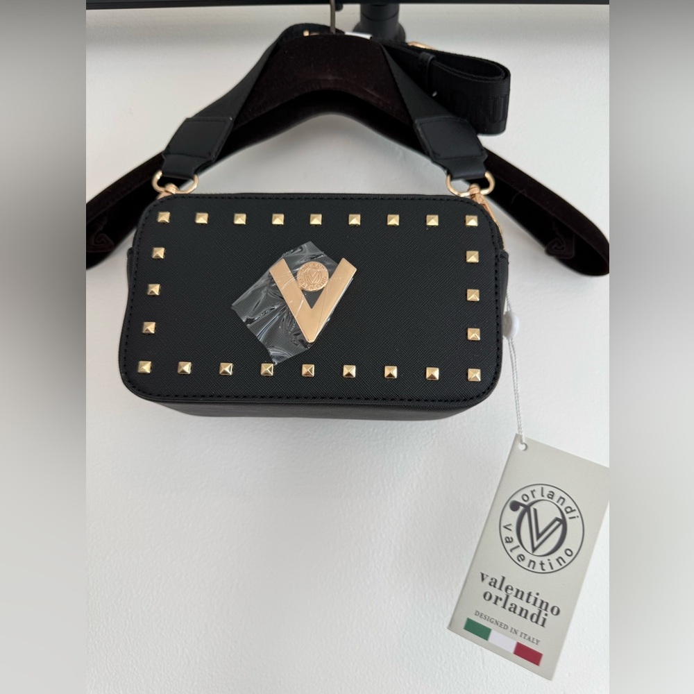 Valentino Orlandi Black and Gold Studded Women's Bag